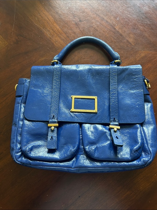 Marc Jacobs Handbags - Marc Jacobs Royal Blue Leather Satchel with Gold Hardware